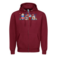 Burgundy 4th of july coffe cups Zipper Hoodie - RanaPortraitStore