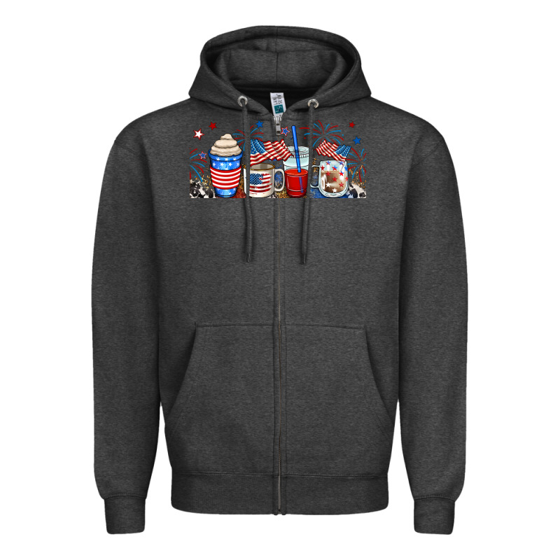 4th Of July Coffe Cups Zipper Hoodie by RanaPortraitStore | Teevron