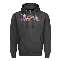 Charcoal Heather 4th of july coffe cups Zipper Hoodie - RanaPortraitStore