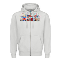 Dove Grey 4th of july coffe cups Zipper Hoodie - RanaPortraitStore