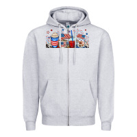 Heather Grey 4th of july coffe cups Zipper Hoodie - RanaPortraitStore