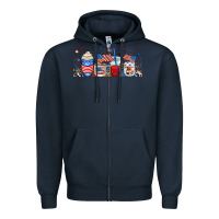 Navy 4th of july coffe cups Zipper Hoodie - RanaPortraitStore