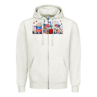Oatmeal Heather 4th of july coffe cups Zipper Hoodie - RanaPortraitStore