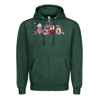 Sports Green 4th of july coffe cups Zipper Hoodie - RanaPortraitStore
