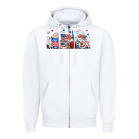 White 4th of july coffe cups Zipper Hoodie - RanaPortraitStore
