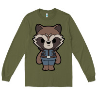 Army Green rocket racoon chibi Long Sleeve Tee - artisFamous