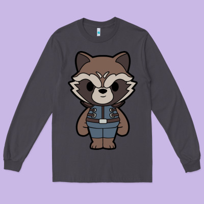 Rocket Racoon Chibi Long Sleeve Tee Designed By Artisfamous