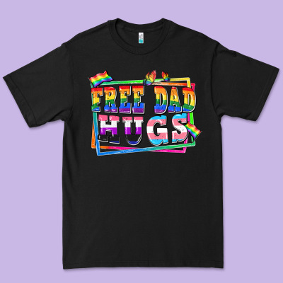 Free Dad Hugs Pride Premium Tee Designed By Fadigitalartstudio