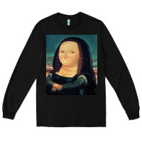 Black fernando botero mona lisa Long Sleeve Tee - artisFamous