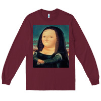 Burgundy fernando botero mona lisa Long Sleeve Tee - artisFamous