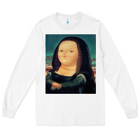 White fernando botero mona lisa Long Sleeve Tee - artisFamous