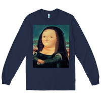 Navy fernando botero mona lisa Long Sleeve Tee - artisFamous