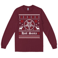 Burgundy hail santa ugly christmas sweater   sweatshirt Long Sleeve Tee - artisFamous