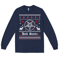 Navy hail santa ugly christmas sweater   sweatshirt Long Sleeve Tee - artisFamous