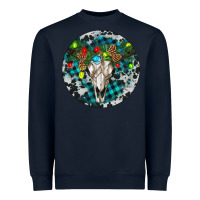 Navy Bull Skull Christmas Heavyweight Sweatshirt - RanaPortraitStore