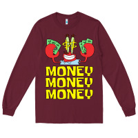 Burgundy mr krabs love money Long Sleeve Tee - artisFamous