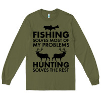Army Green funny fishing and hunting Long Sleeve Tee - artisFamous