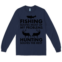 Navy funny fishing and hunting Long Sleeve Tee - artisFamous