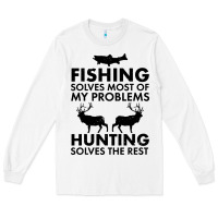 White funny fishing and hunting Long Sleeve Tee - artisFamous