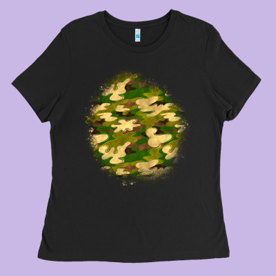 Camouflage Patch Ladies Tee Designed By Bundleandbundleshop