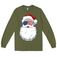 Army Green santa claus  u.s.a sunglasses christmas in july santa Long Sleeve Tee - artisFamous