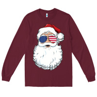 Burgundy santa claus  u.s.a sunglasses christmas in july santa Long Sleeve Tee - artisFamous