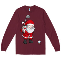 Burgundy santa claus golf christmas golfer golfing gift Long Sleeve Tee - artisFamous