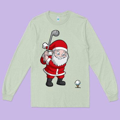 Santa Claus Golf Christmas Golfer Golfing Gift Long Sleeve Tee Designed By Artisfamous