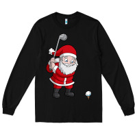 Black santa claus golf christmas golfer golfing gift Long Sleeve Tee - artisFamous