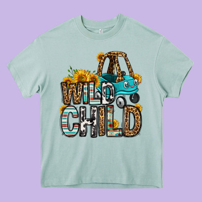 Wild Child Kids Car Heavy Core Tee Designed By Oliviacreatesart