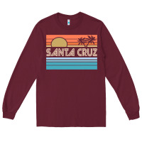 Santa C.r.u.z Cali Sunset 70s 80s Surfer Summer Sun Long Sleeve Tee | Teevron