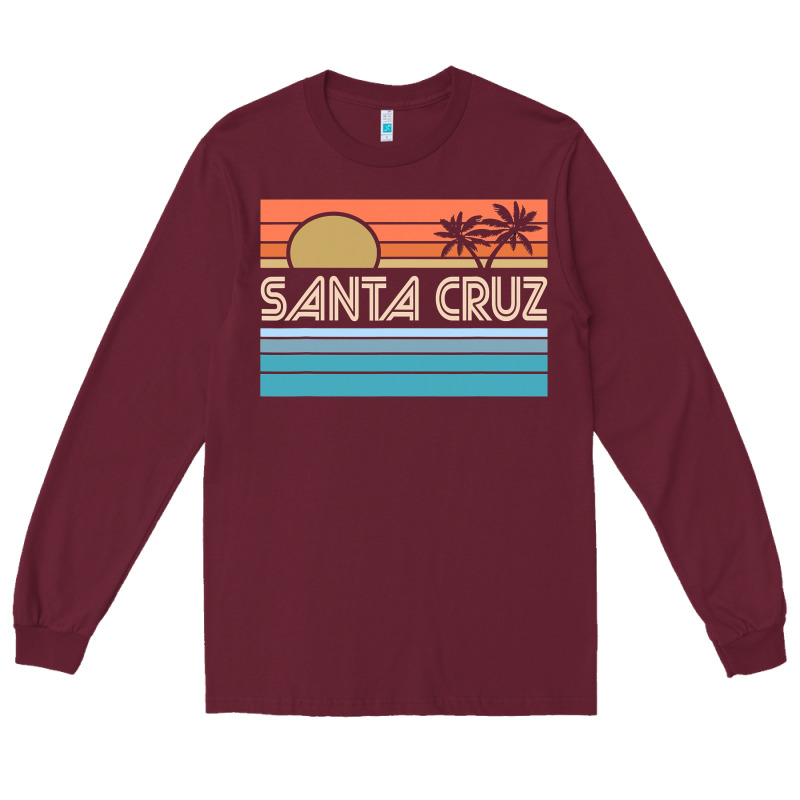 Santa C.r.u.z Cali Sunset 70s 80s Surfer Summer Sun Long Sleeve Tee by artisFamous | Teevron