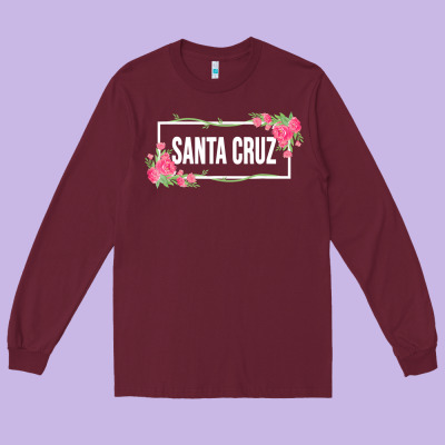 Santa C.r.u.z Cali  Floral Hibiscus Flower Long Sleeve Tee Designed By Artisfamous