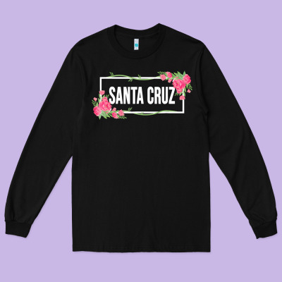 Santa C.r.u.z Cali  Floral Hibiscus Flower Long Sleeve Tee Designed By Artisfamous
