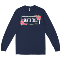 Navy santa c.r.u.z cali  floral hibiscus flower Long Sleeve Tee - artisFamous