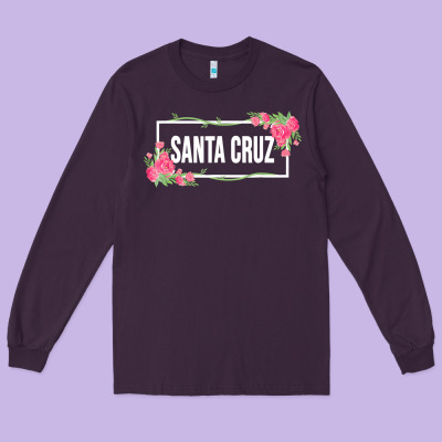 Santa C.r.u.z Cali  Floral Hibiscus Flower Long Sleeve Tee Designed By Artisfamous