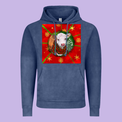 Christmas Hereford Calf Vintage Hoodie Designed By Lillyallendesigns