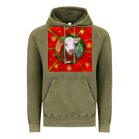 Vintage Olive christmas hereford calf Vintage Hoodie - LillyAllenDesigns