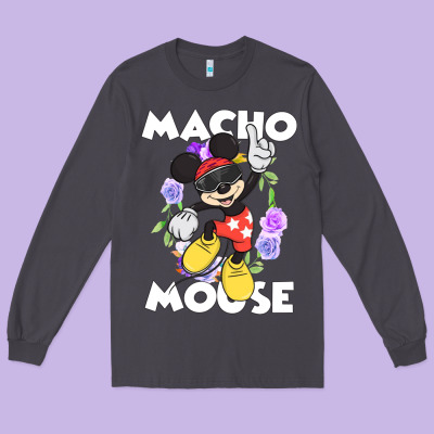 Macho Mouse Long Sleeve Tee Designed By Artisfamous
