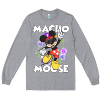 Heather Grey macho mouse Long Sleeve Tee - artisFamous