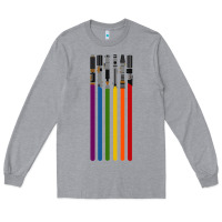 Heather Grey rainbow lightsaber Long Sleeve Tee - artisFamous