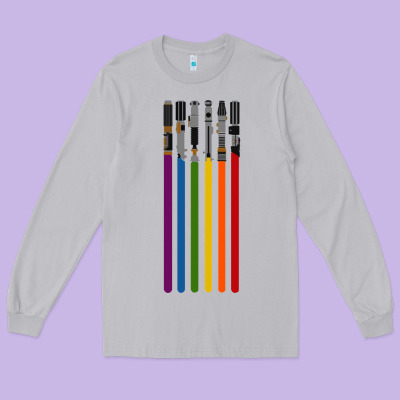 Rainbow Lightsaber Long Sleeve Tee Designed By Artisfamous