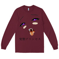 Burgundy ahegao face girl Long Sleeve Tee - artisFamous