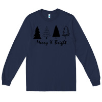 Navy merry and bright Long Sleeve Tee - artisFamous