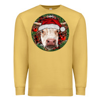 Antique Gold Hereford Cow Christmas Premium Sweatshirt - RanaPortraitStore