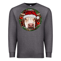 Charcoal Heather Hereford Cow Christmas Premium Sweatshirt - RanaPortraitStore