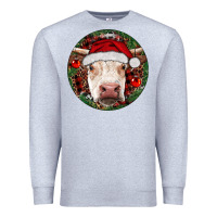 Heather Grey Hereford Cow Christmas Premium Sweatshirt - RanaPortraitStore