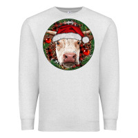 Oatmeal Heather Hereford Cow Christmas Premium Sweatshirt - RanaPortraitStore