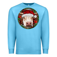 Ocean Blue Hereford Cow Christmas Premium Sweatshirt - RanaPortraitStore