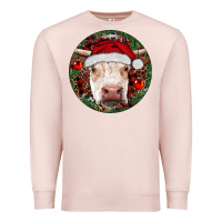 Pale Pink Hereford Cow Christmas Premium Sweatshirt - RanaPortraitStore